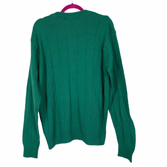 Oscar De La Renta Kelly Green CableKnit Sweater XL - Picture 4 of 6
